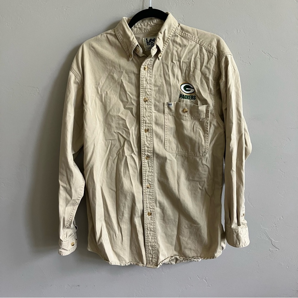 Lee Tan Vintage Green Bay Packers Button Down Size M